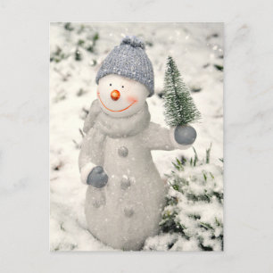 Jul Joy med Smiling Snögubbe Vykort