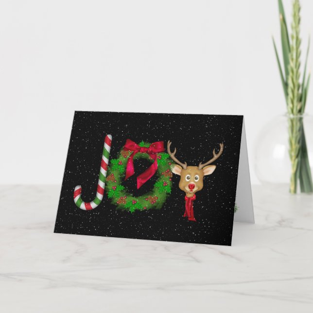 Jul Joy med snöflingor Kort (Framsida)