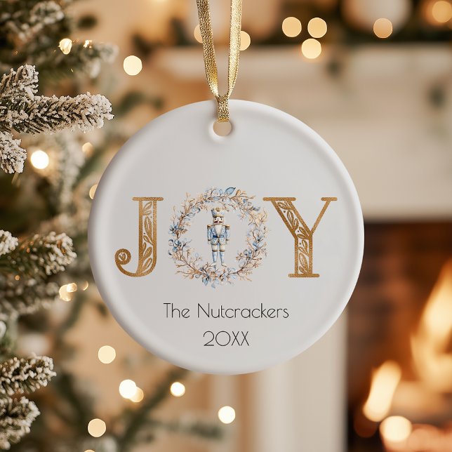Jul Joy Nutcracker Watercolor Photo Julgransprydnad Keramik (Skapare uppladdad)