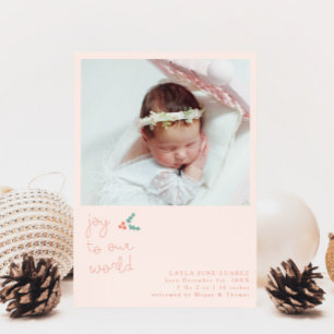 Jul Joy Peach Photo Birth-meddelande Meddelande
