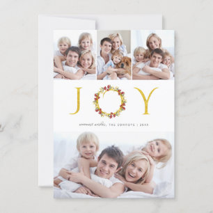 Jul Joy Photo Collage Guld Faux Foil Helgdag Julkort