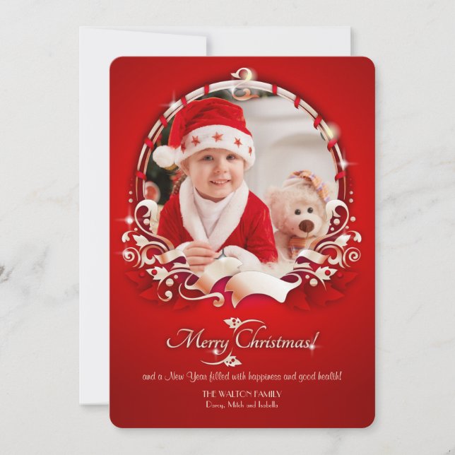 Jul Joy Photo Helgdag Card Julkort (Framsida)