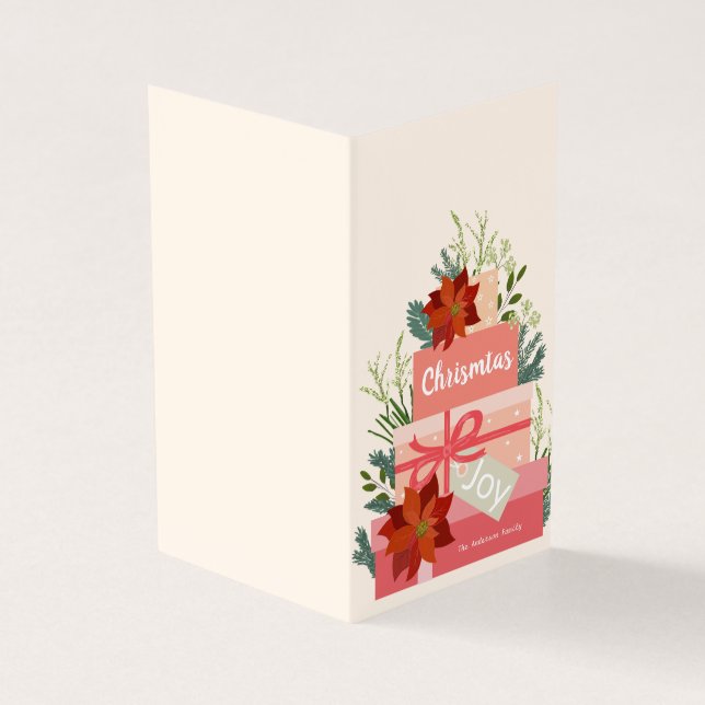 Jul Joy Red poinsettia personalize Kort (Utsida)