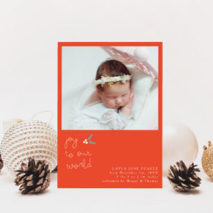 Jul Joy Retro Red Photo Birth-meddelande Meddelande