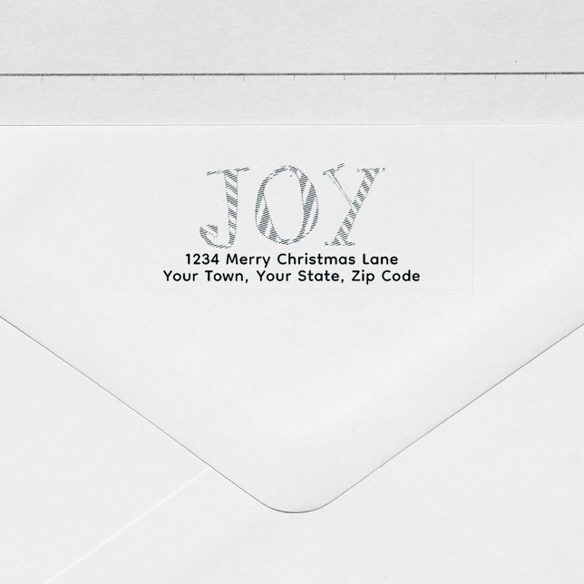 Jul Joy Returadress Cute Självfärgande Stämpel (Joy typography self inking return address stamp.)