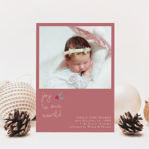 Jul Joy Rosa Photo Birth-meddelande Meddelande