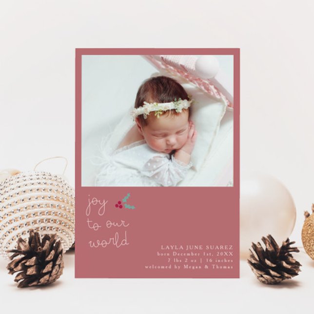 Jul Joy Rosa Photo Birth-meddelande Meddelande (Skapare uppladdad)