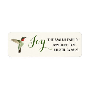 Jul Joy Ruby-throated Hummingbird Returadress Etikett
