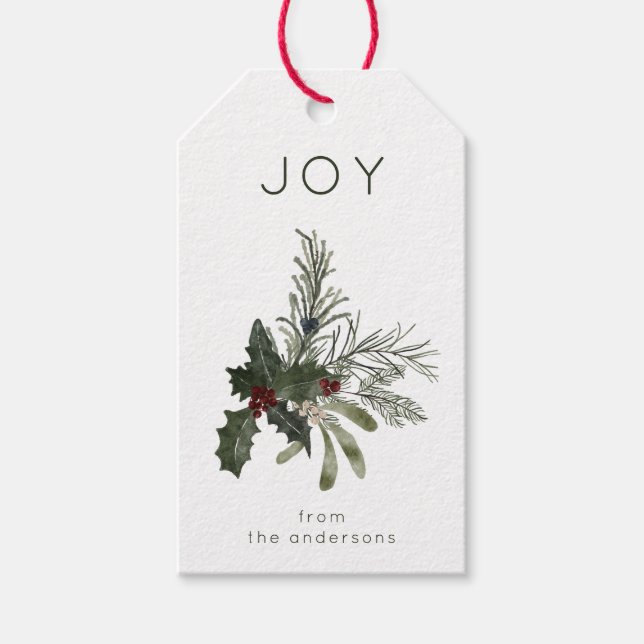 Jul Joy Rustic Greenery Presentetikett (Framsidan)