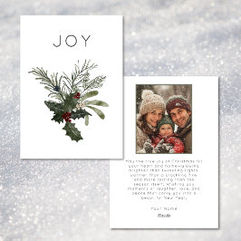 Jul Joy Rustic Minimal Photo Greenery Julkort