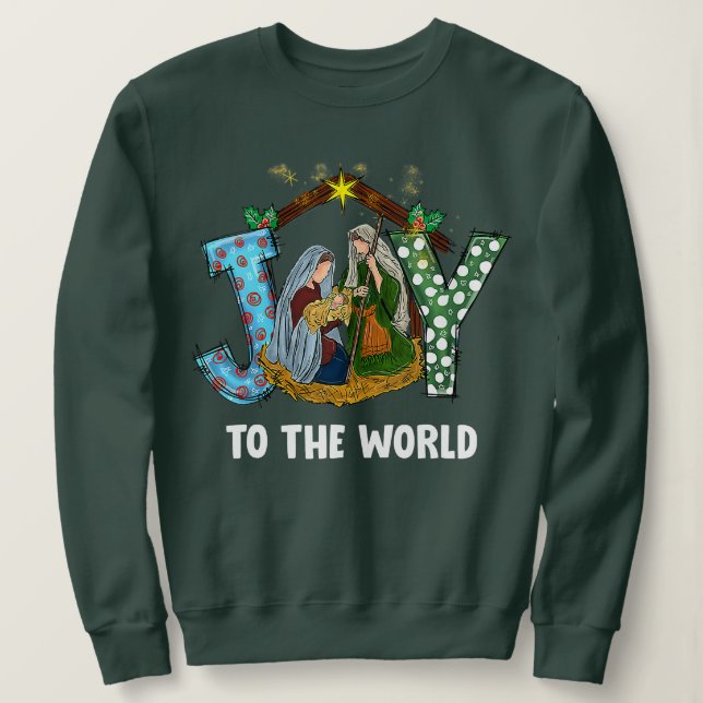 Jul Joy to World Baby Jesus Religiösa Ch T Shirt (Design framsida)