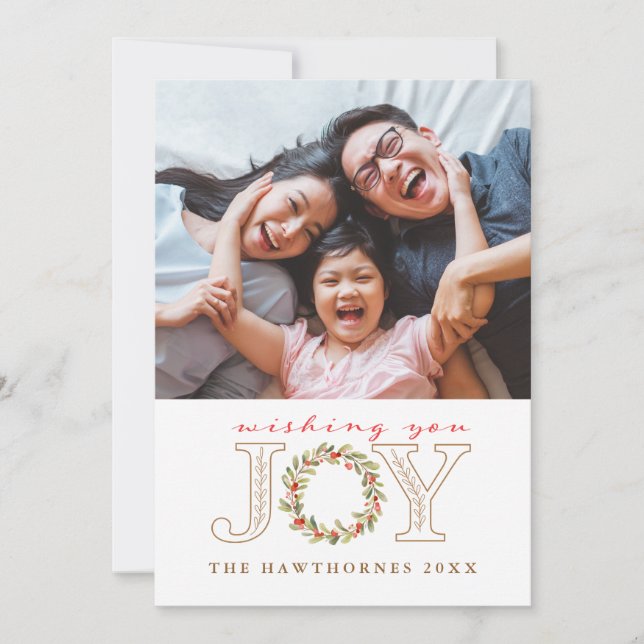 Jul Joy Watercolor Wandeand PhoCard Julkort (Framsida)