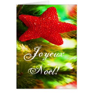 Jul Joyeux Noel Red jul Star III Hälsningskort
