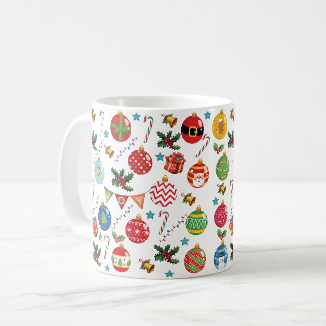 Jul, jul-Boll-Ornament mönster Kaffemugg (Framsida vänster)