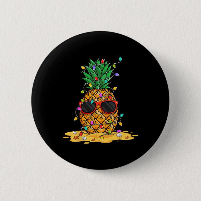 Jul jul i sommaren Pineapple Sungl Santa hatt Knapp (Framsida)