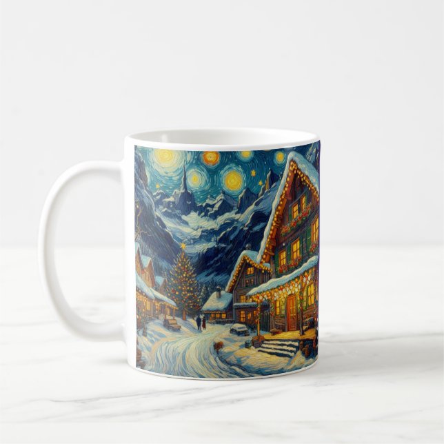 Jul: Jul i Starry Night Mountain Village Kaffemugg (Vänster)