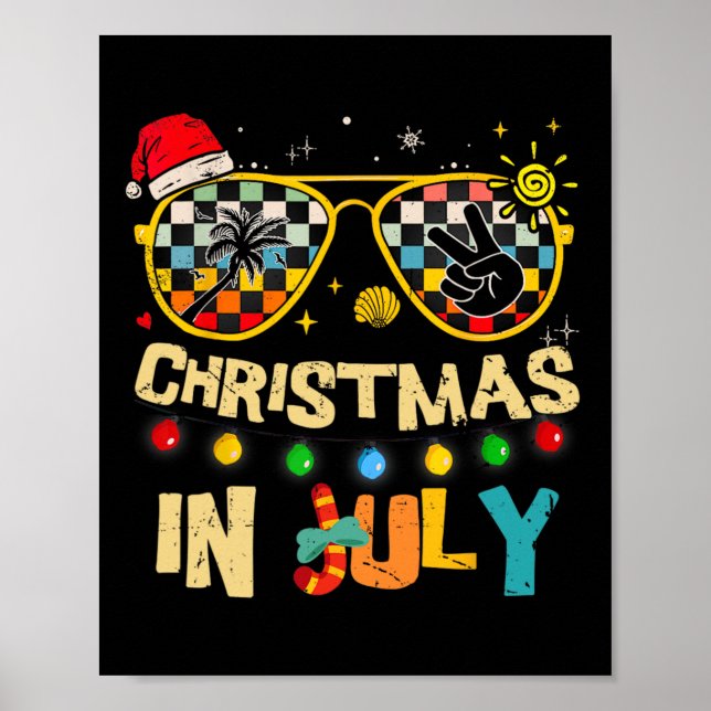 Jul jul jul hatt solglasögon sommarlov poster (Framsidan)