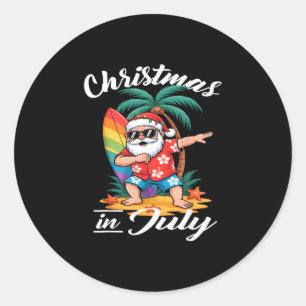 Jul jul jul rolig dabbing tomte strand runt klistermärke