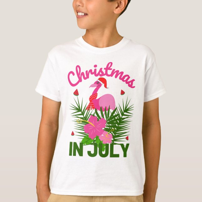 Jul jul jul söta tomteflamingo t shirt (Framsida)