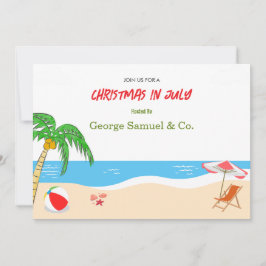 Jul jul på stranden med anpassat namn och text inbjudningar