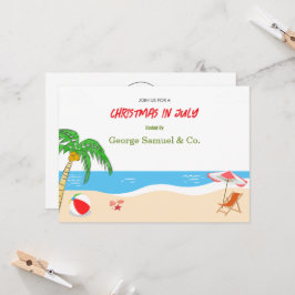 Jul jul på stranden med anpassat namn och text inbjudningar