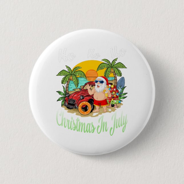 Jul jul tee rolig jultomte sommar strand knapp (Framsida)