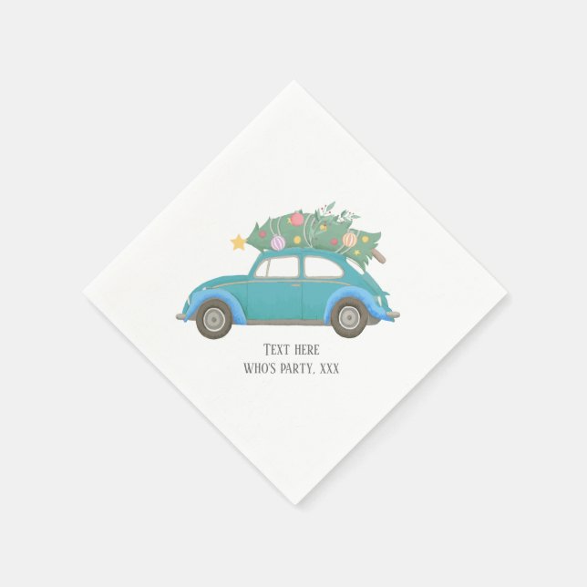 jul, julafton, babypojke, julgran, bil pappersservett (Hörn)