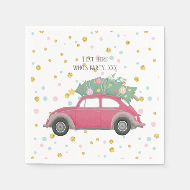 jul, julafton, babypojke, julgran, bil pappersservett (Framsidan)