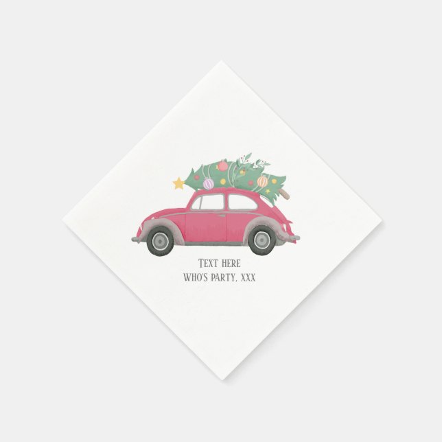 jul, julafton, babypojke, julgran, bil pappersservett (Hörn)