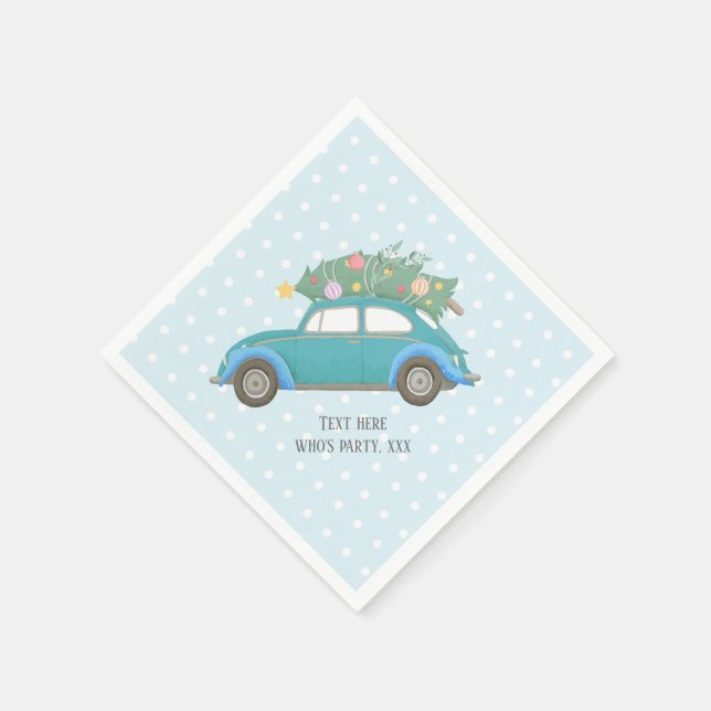 jul, julafton, babypojke, julgran, bil pappersservett (Hörn)