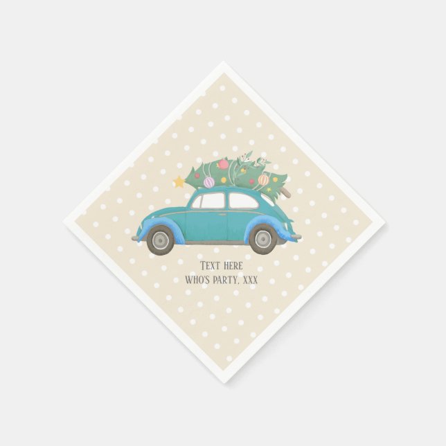 jul, julafton, babypojke, julgran, bil pappersservett (Hörn)