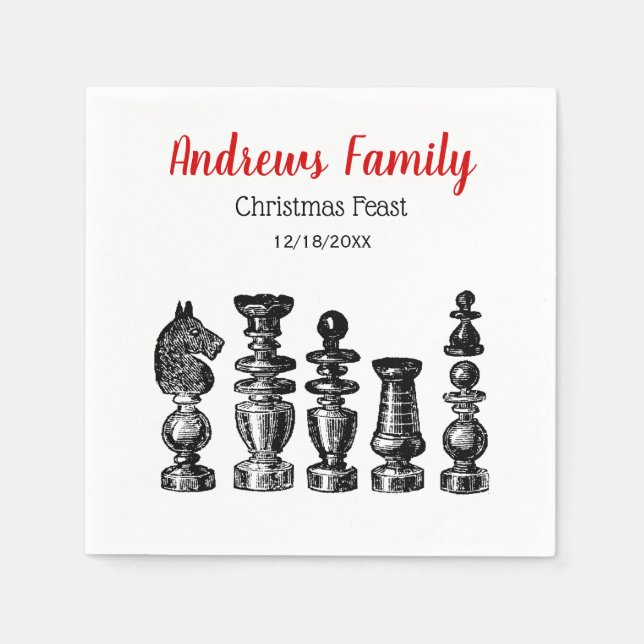 Jul Julafton - Chess Delar Vintage Art Pappersservett (Framsidan)