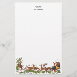 Jul Julafton Helgdag Santa Sleigh #4 Brevpapper