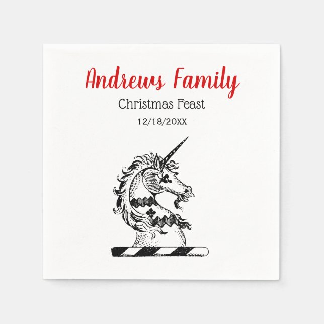 Jul Julafton Heraldic Unicorn Head Emblem Vapenskö Pappersservett (Framsidan)