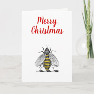 Jul Julafton Heraldic Vintage Bee Emblem C Helgkort