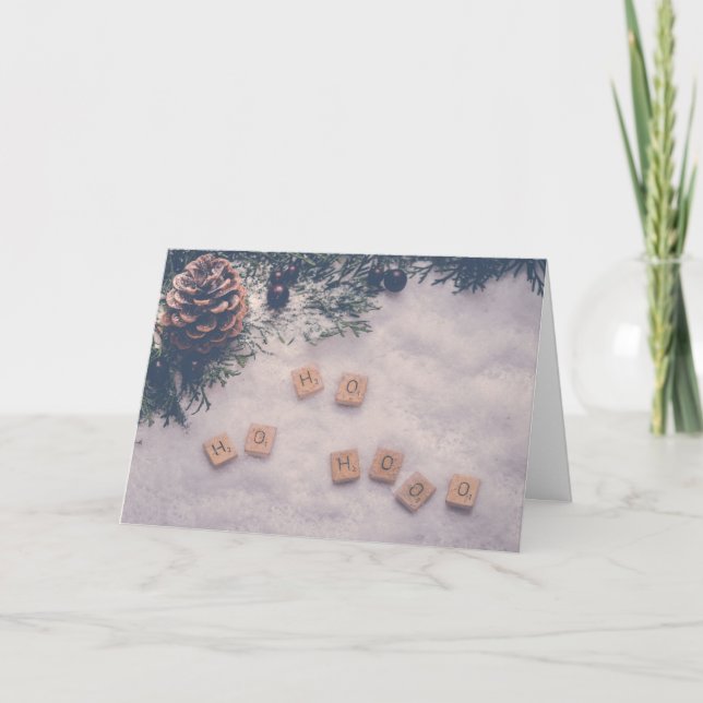 Jul Julafton Ho Ho Ho Roligt och spel Whimsical Kort (Framsida)