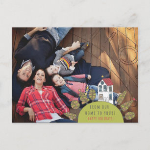 Jul Julafton House Illustration Photo Postcard Helg Vykort