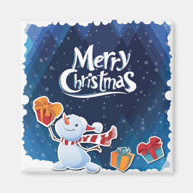 Jul Julafton Magnet Fridge Kitchen Gift Snö Man (Framsidan)