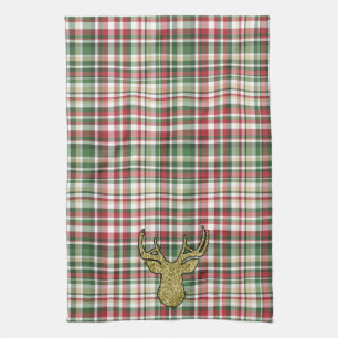 Jul JULAFTON Play Tartan Guld Hjort Hand Towel Kökshandduk