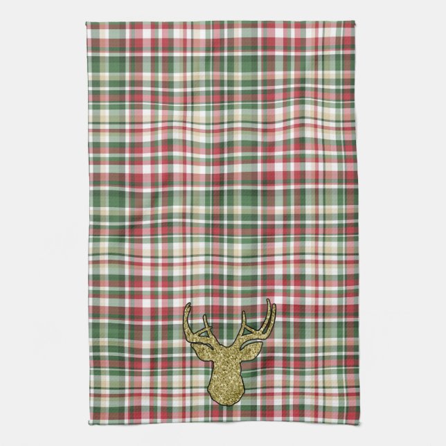 Jul JULAFTON Play Tartan Guld Hjort Hand Towel Kökshandduk (Vertikal)