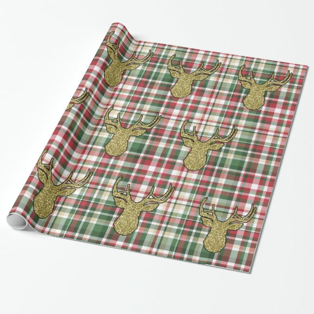 Jul JULAFTON Play Tartan Hjort Wrapping Papper Presentpapper (Utrullad)