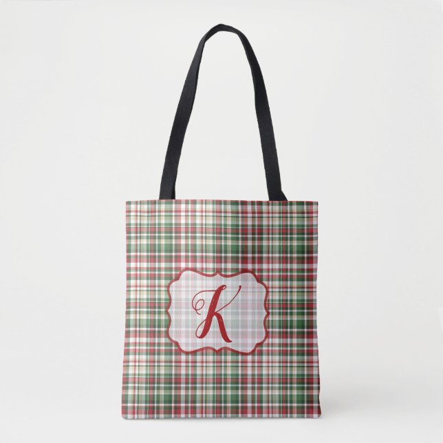 Jul JULAFTON Play Tartan Red Grönt Tote Bag Tygkasse (Framsida)