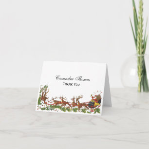 Jul Julafton Santa Sleigh Reindeer Gräns Helgkort