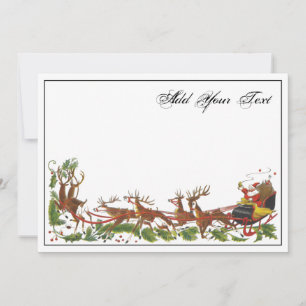Jul Julafton Santa Sleigh Reindeer Gräns Julkort