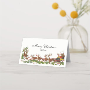 Jul Julafton Santa Sleigh Reindeer Gräns Placeringskort