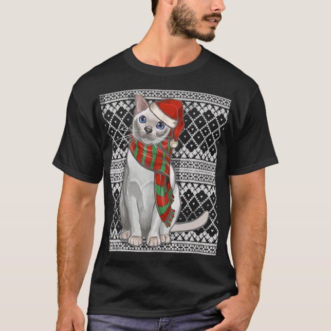 Jul Julafton Tonkinese Cat Jultomten Hat Ugly T Shirt (Framsida)