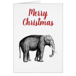 Jul Julafton Vintage Elephant Teckning Hälsningskort