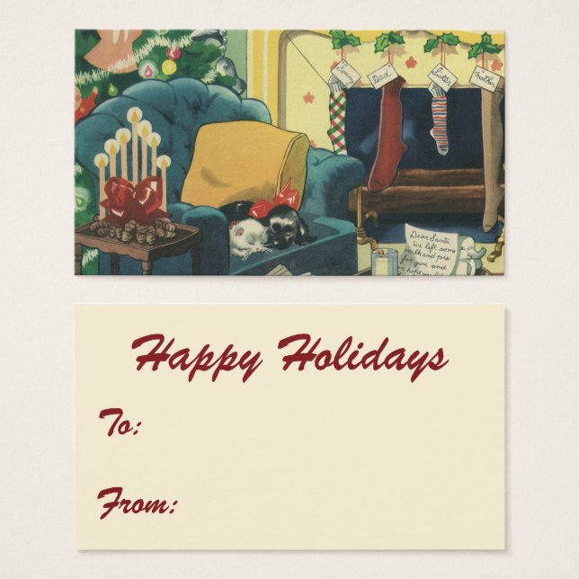 Jul Julgran Husdjur i Vardagsrummet Visitkort (Framsida & baksida)