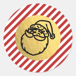 Jul Julhelg Röd Rand Guld Folie Runt Klistermärke