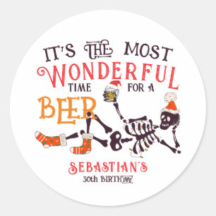 Jul juli Skeleton Sommar Ween Beer Birthday Runt Klistermärke